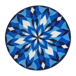 Grund Tapis de bain Joya - Fibres synthétiques - Bleu - 80 x 80 cm
