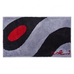 Grund Tapis de bain Colani 35 - Fibres synthétiques - Gris clair / Noir - 80 x 140 cm