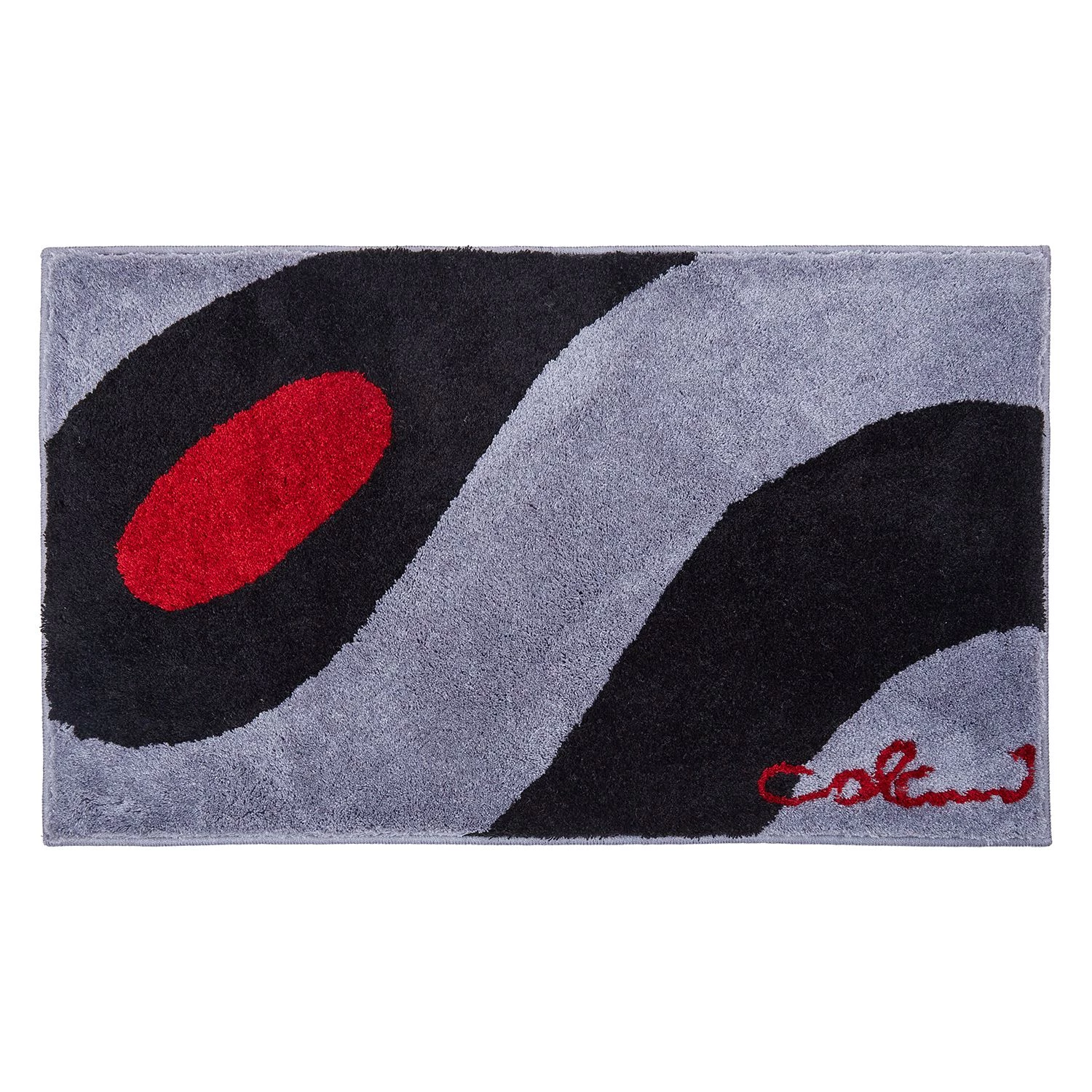 Grund Tapis de bain Colani 35 - Fibres synthétiques - Gris clair / Noir - 80 x 140 cm