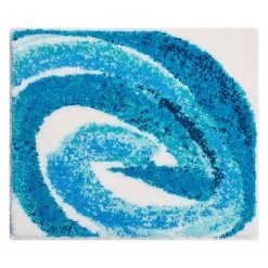 Grund Tapis de bain Colani 42 - Fibres synthétiques - Turquoise / Blanc - 50 x 60 cm
