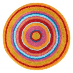 Kleine Wolke Tapis de bain Mandala - Tissu mélangé - Orange - Diamètre : 80 cm