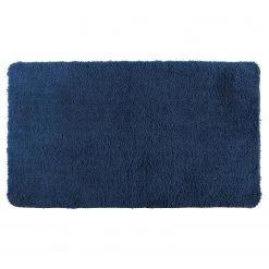 WENKO Tapis de bain Belize - Polyester - Bleu foncé - 55 x 65 cm