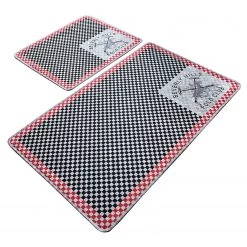 Twentyfour Tapis de bain Red (2 éléments) - Velours - Noir / Rouge
