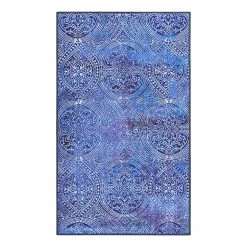 Wecon Home Tapis de bain Louis - Polyester - Bleu - 60 x 100 cm