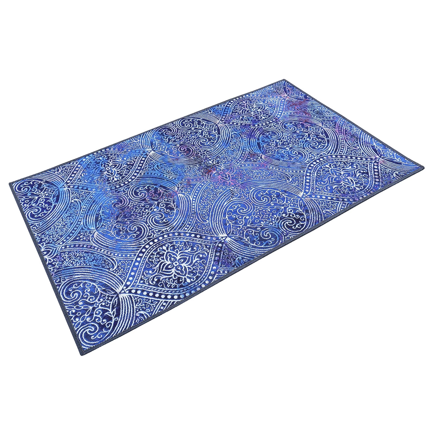 Wecon Home Tapis de bain Louis - Polyester - Bleu - 60 x 100 cm – Image 2