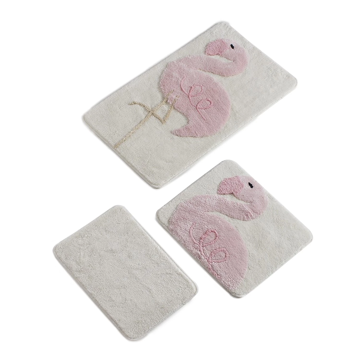 Twentyfour Tapis de bain Pink Flamingo (3 éléments) - Acrylique - Rose