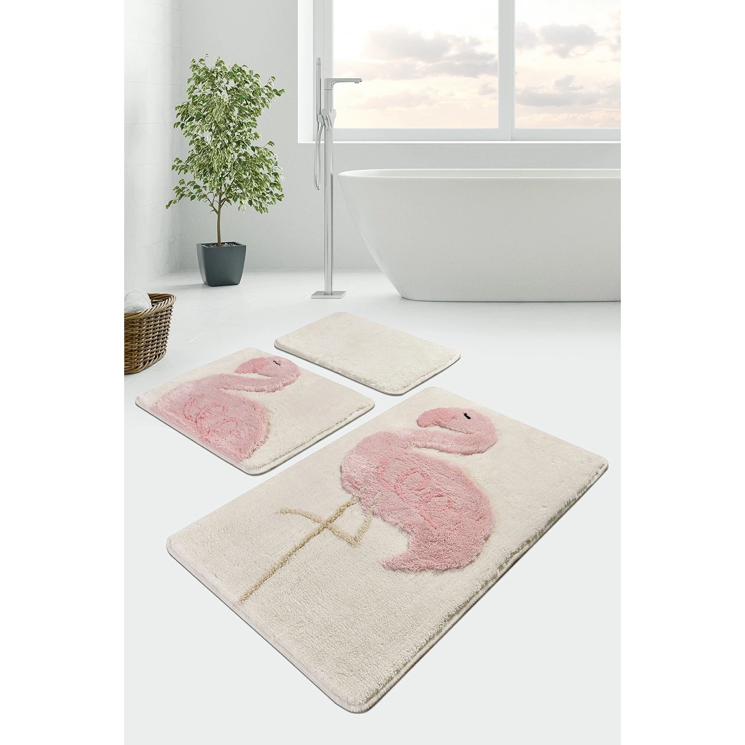 Twentyfour Tapis de bain Pink Flamingo (3 éléments) - Acrylique - Rose – Image 2