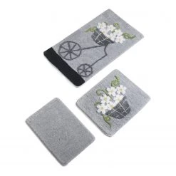 Twentyfour Tapis de bain Alacati (3 éléments) - Acrylique - Gris