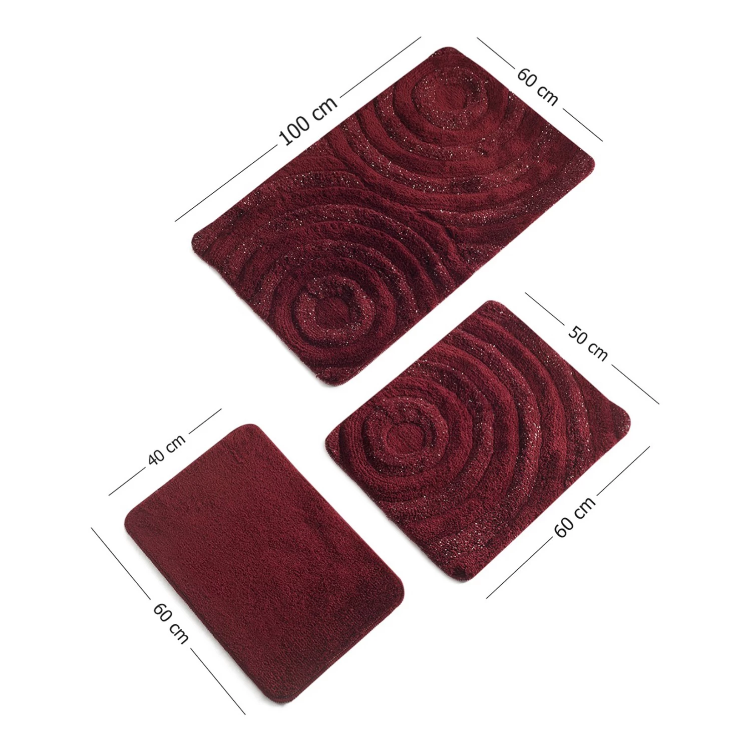 Twentyfour Tapis de bain Wave (3 éléments) - Acrylique - Rouge – Image 6