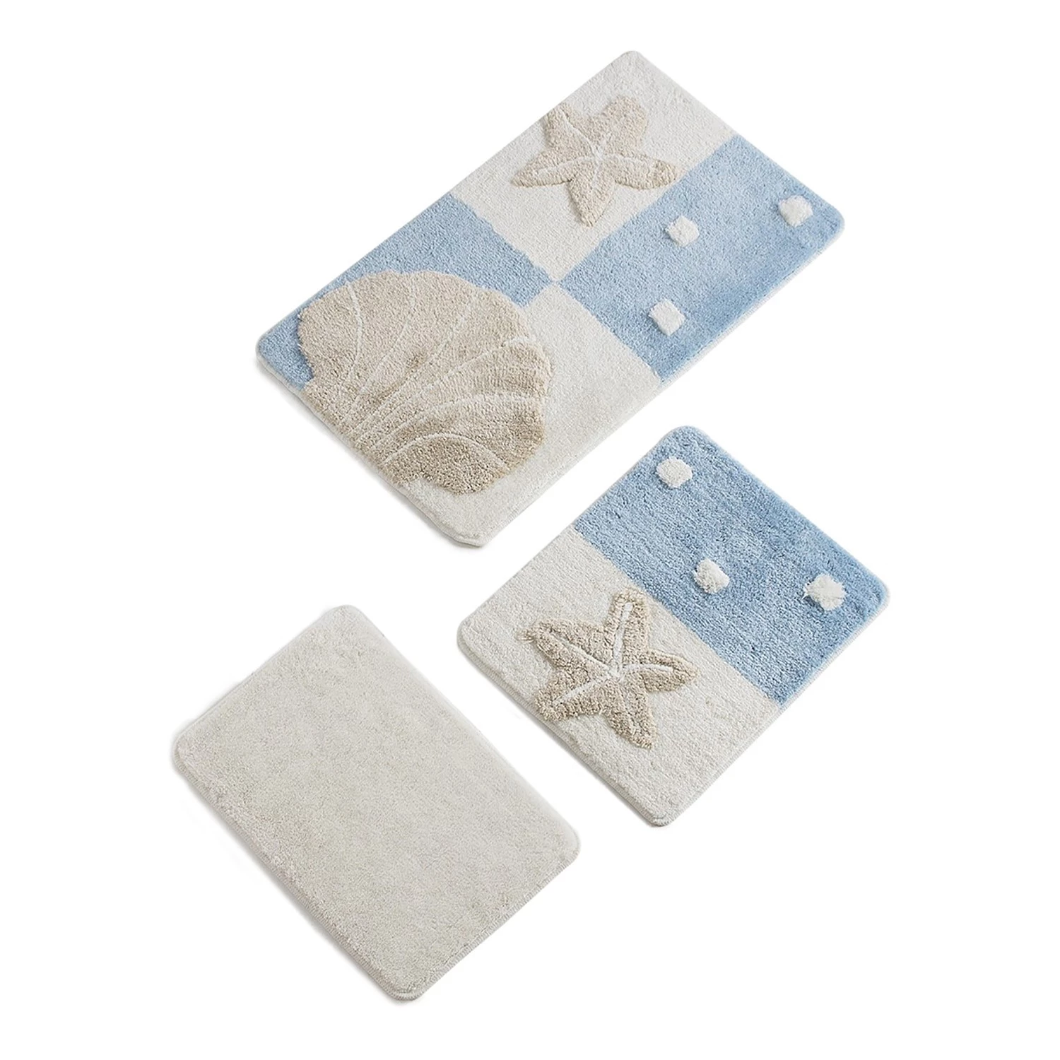 Twentyfour Tapis de bain Deniz (3 éléments) - Acrylique - Bleu