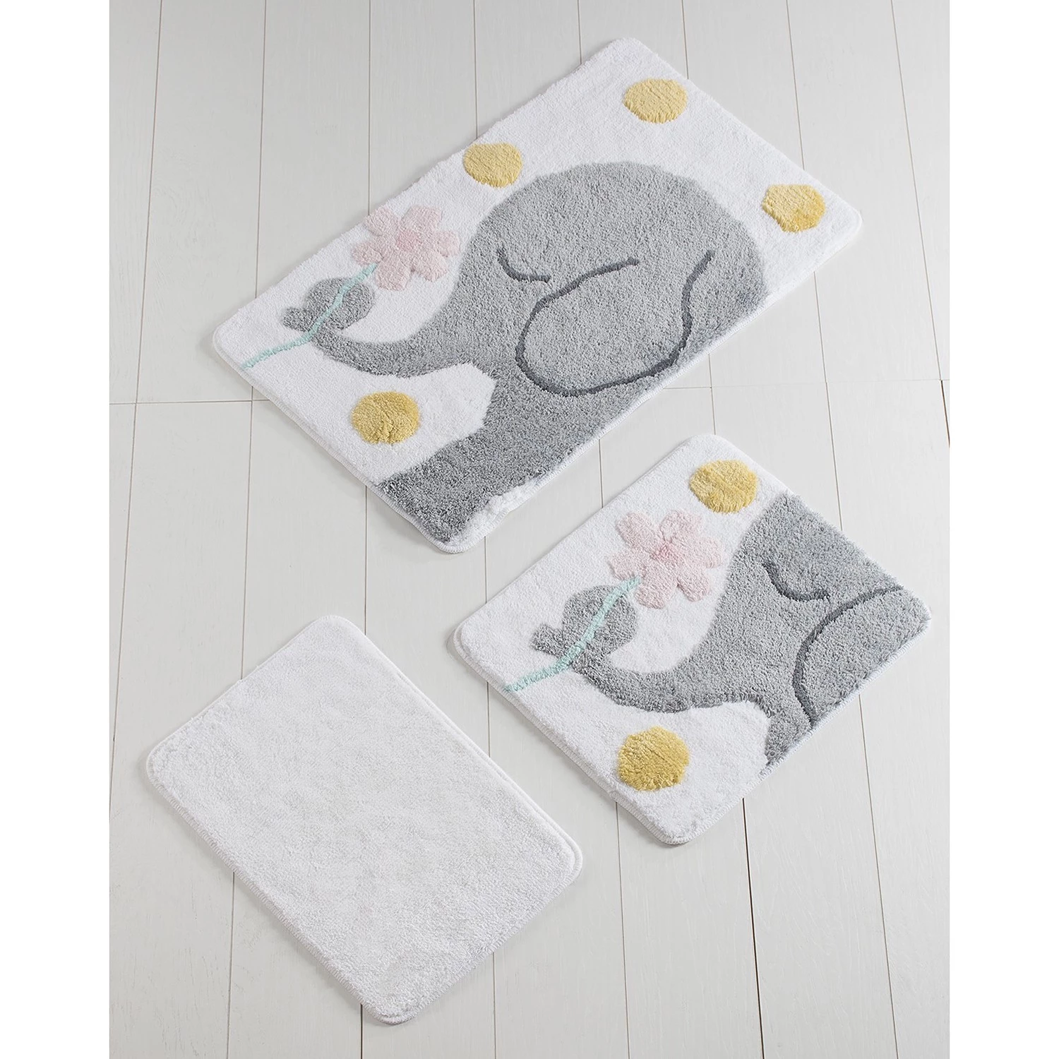 Twentyfour Tapis de bain Büyül Fil (3 éléments) - Acrylique - Gris – Image 2