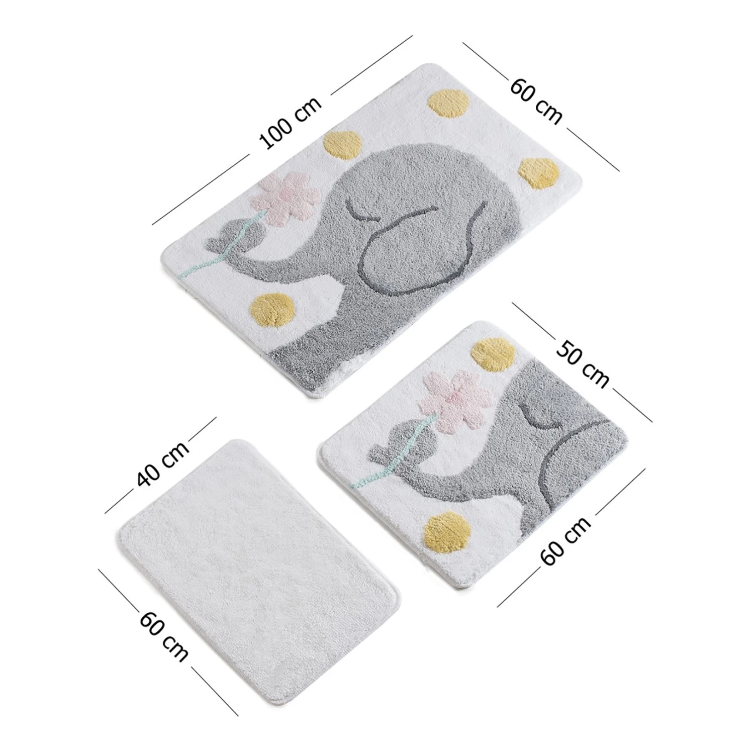 Twentyfour Tapis de bain Büyül Fil (3 éléments) - Acrylique - Gris – Image 5