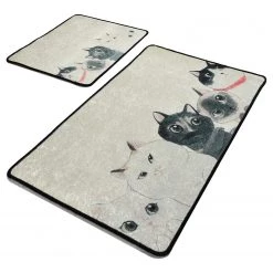 Twentyfour Tapis de bain Angry Cats (2 éléments) - Acrylique - Multicolore