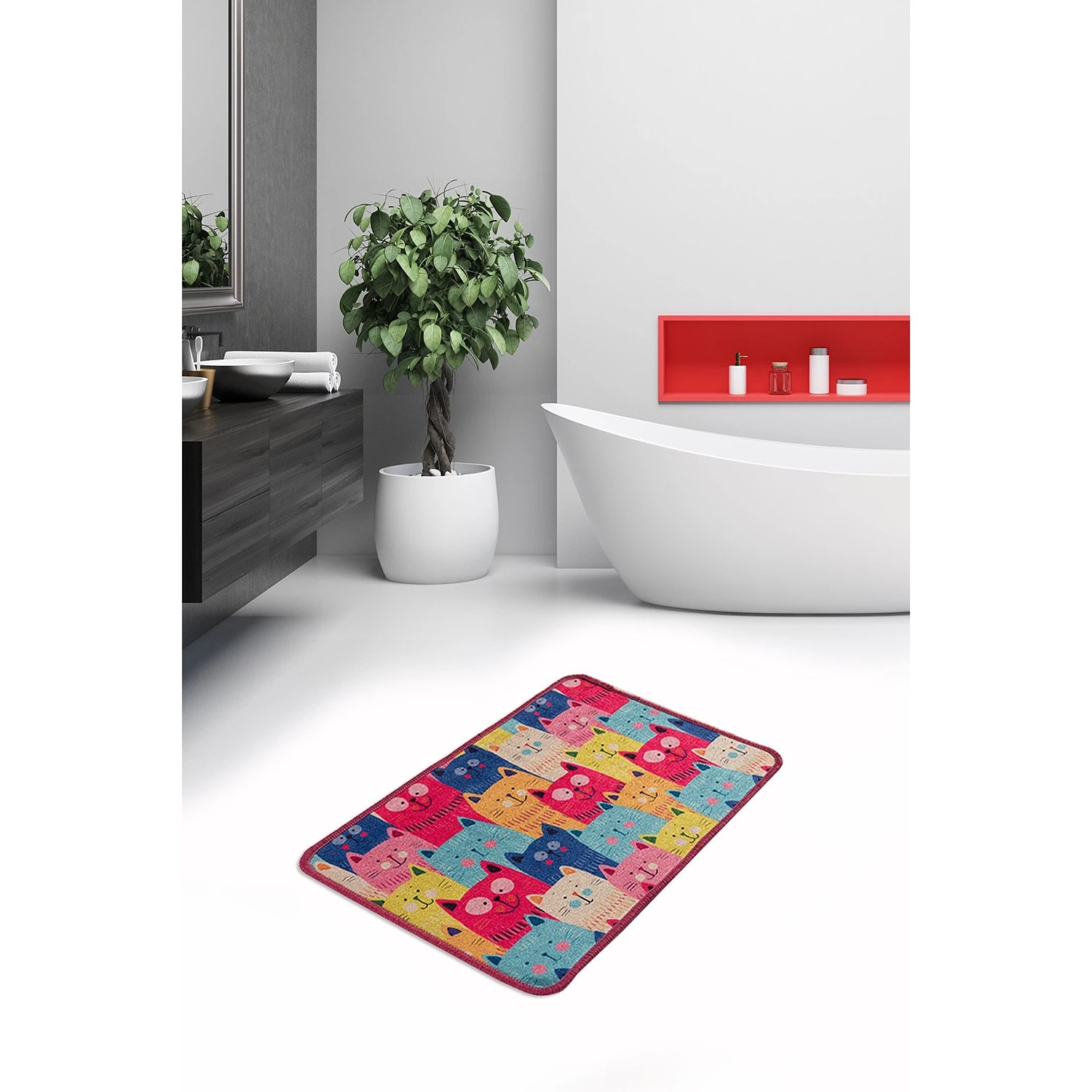 Twentyfour Tapis de bain Meow - Micropolyamide - Multicolore – Image 2
