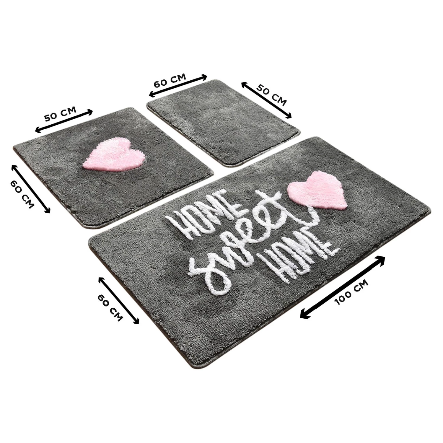 Twentyfour Tapis de bain Home Sweet Home (3 élém.) - Acrylique - Gris fumé – Image 4