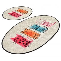 Twentyfour Tapis de bain Baby Cats (2 éléments) - Velours- Multicolore
