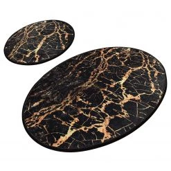 Twentyfour Tapis de bain Goldes (2 éléments) - Velours - Noir / Doré