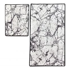 Twentyfour Tapis de bain Marble I (2 éléments) - Velours - Blanc