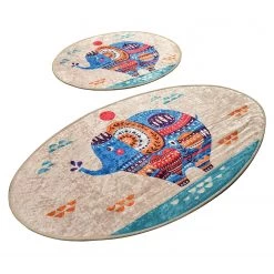 Twentyfour Tapis de bain Etnic (2 éléments) - Velours - Multicolore