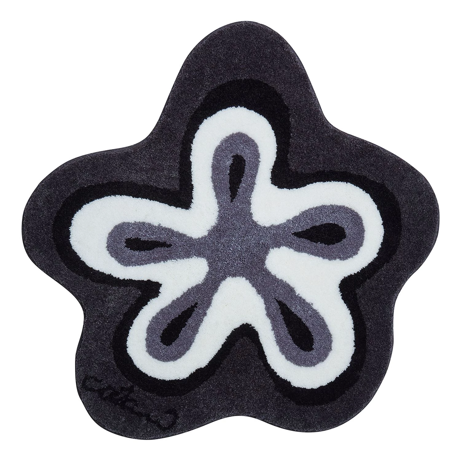 Grund Tapis de bain Colani Fiore - Tissu - Anthracite / Blanc - 100 x 100 cm